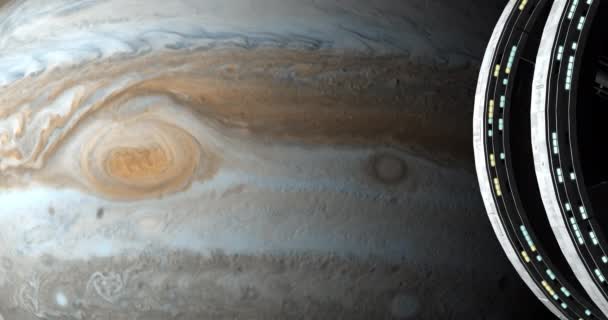 Spatial station approaching to Jupiter planet - Footage, Video