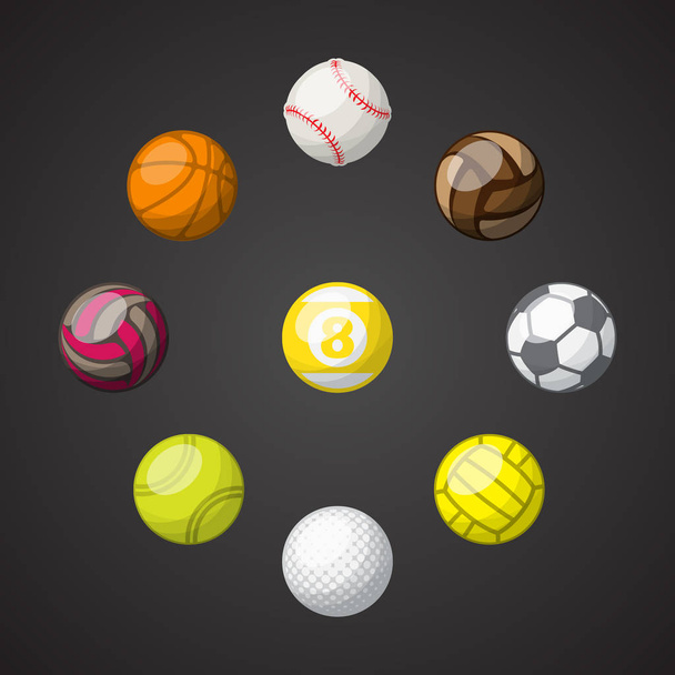 Kleur sport ballen instellen achtergrond - Vector, afbeelding