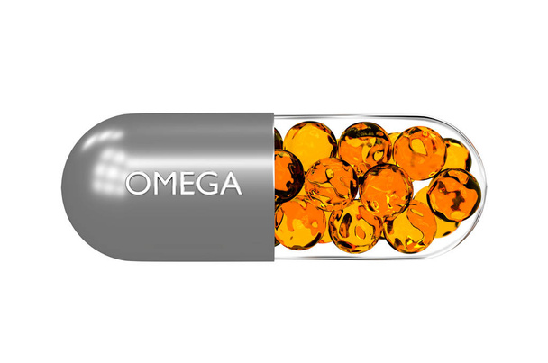 Pill Omega 3,6,9. 3d render - Foto, Imagen