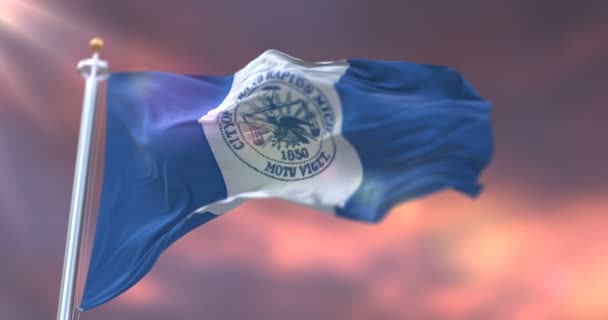 Günbatımında Grand Rapids bayrağı, Michigan, Amerika Birleşik Devletleri - Video, Çekim