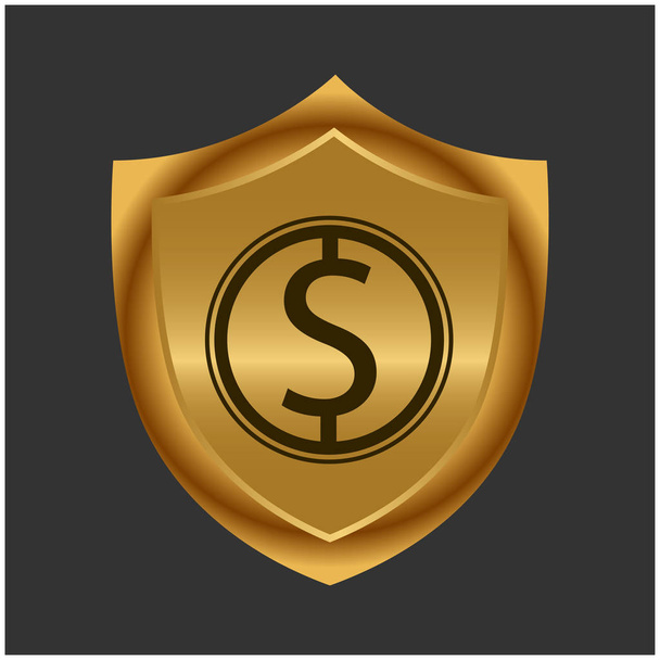  Dollar and gold shield. Stock icon. Vector Illustration. - Vektor, kép