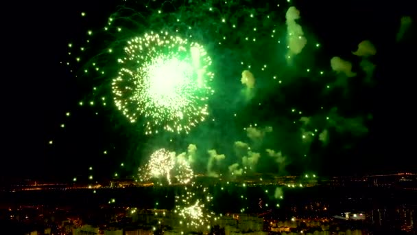 New Year's fireworks, inside view of the fireworks, colorful flashes of pyrotechnics. - Footage, Video
