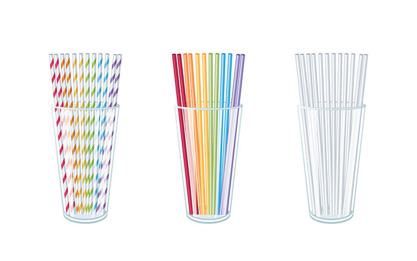 Set of drinking straws. - Vector, Image