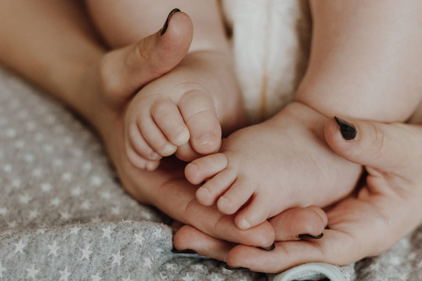 Mother holding baby feet - Photo, image