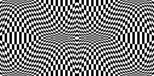 Distortion effects on checkered pattern, seamless monochrome black and white EPS10 vector background. - Vector, Image