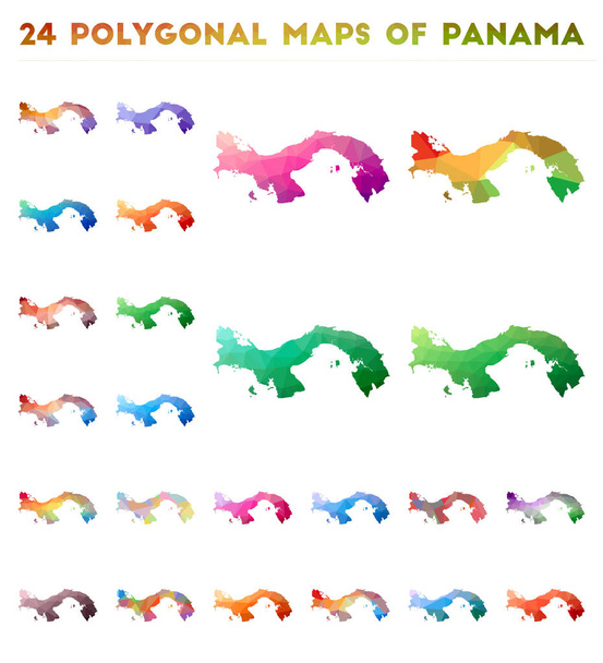 Set of vector polygonal maps of Panama Bright gradient map of country in low poly style - Vector, Image