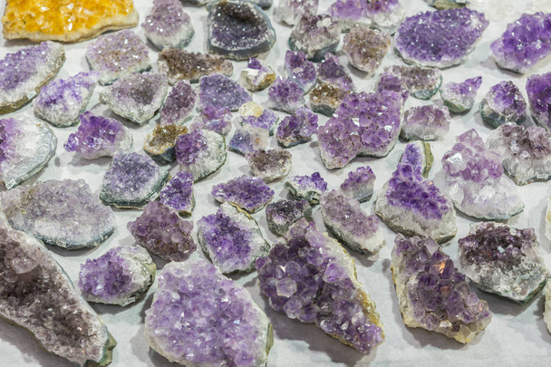 aquamarine natural quartz blue gem geological crystals texture background - Photo, Image