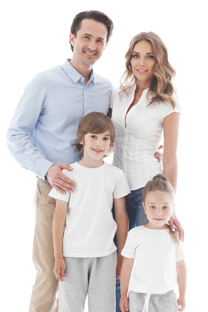 Happy family on white - Фото, изображение