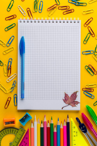 Creative flat lay back to school concept with Notepad, with copy space - Photo, Image