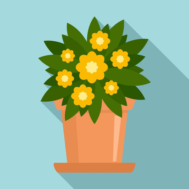 Indoor flower houseplant icon, flat style - Vector, imagen