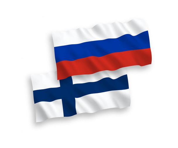 Bandeiras da Finlândia e da Rússia sobre um fundo branco
 - Vetor, Imagem
