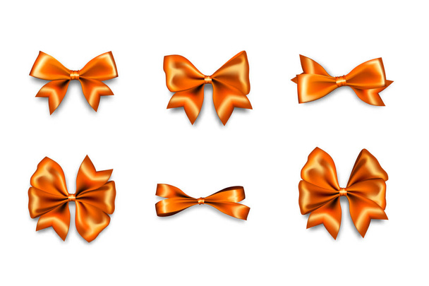 Holiday satin gift bow knot ribbon orange gold - Vector, Image