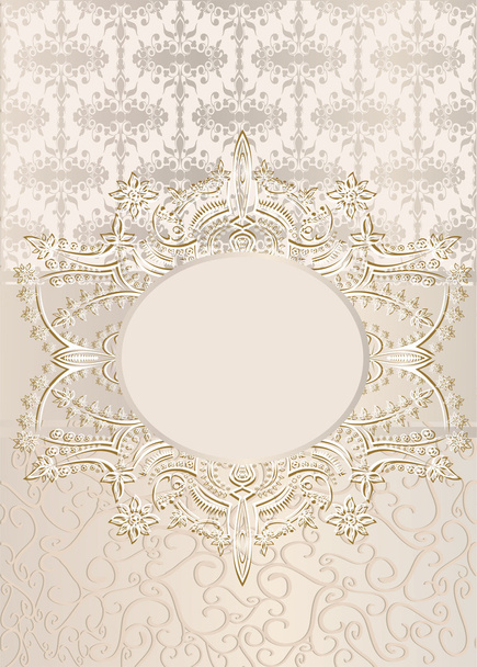 Vintage seamless wallpaper with a ribbon and frame in pastel colors. - Vector, Imagen