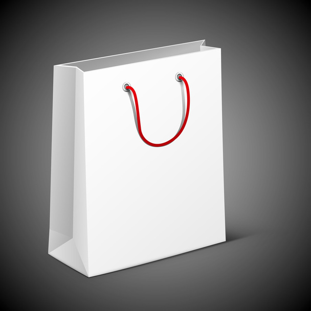κενή άσπρη τσάντα με ένα κόκκινο χερούλι - Διάνυσμα, εικόνα