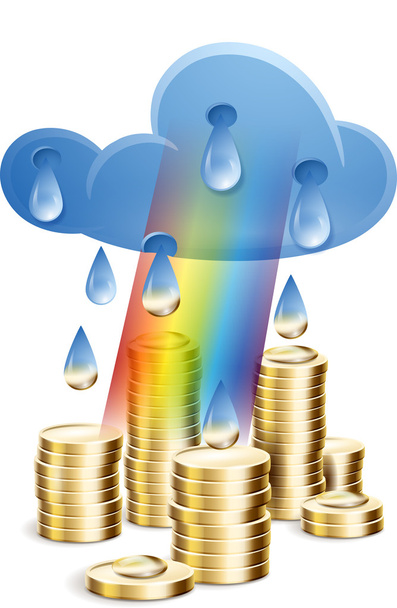 L'argent de la pluie et des arcs-en-ciel. Illustration vectorielle du bien-être financier
. - Vecteur, image