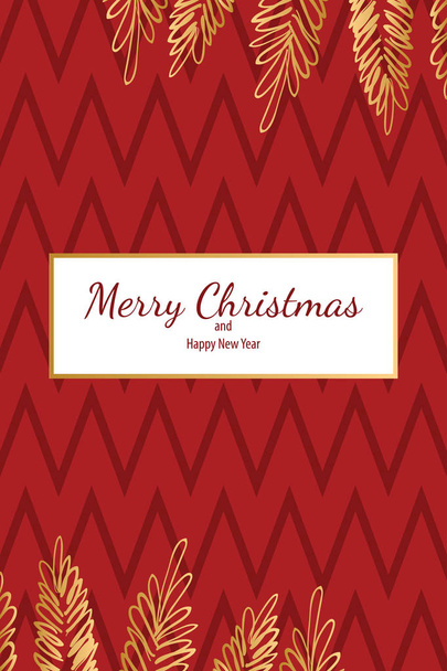 Merry christmas doodle card simple frame gift - Vector, Imagen