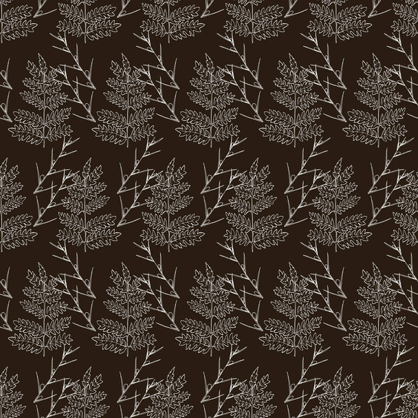 Botanical seamless pattern in vintage style. Various leaves of f - Vector, Imagen