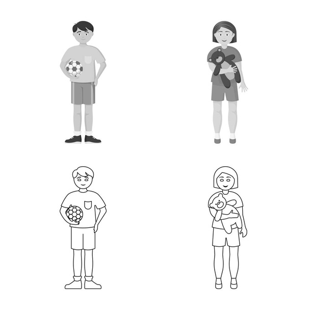 Isolated object of character and avatar symbol. Collection of character and portrait stock symbol for web. - ベクター画像