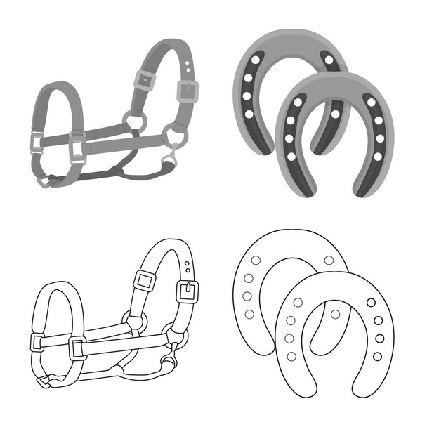 Isolated object of equipment and riding symbol. Set of equipment and competition stock symbol for web. - Vetor, Imagem