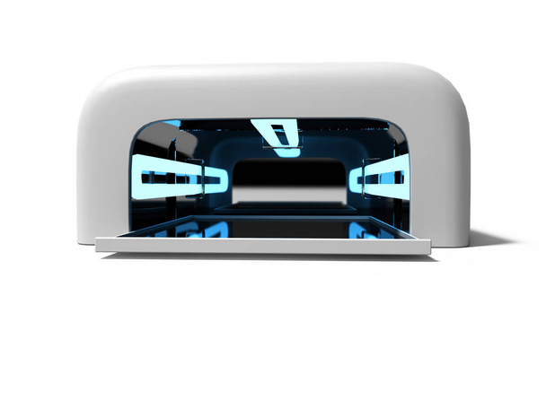 Lámpara UV moderna para el arte de uñas 3d renderizar sobre fondo blanco con s
 - Foto, imagen