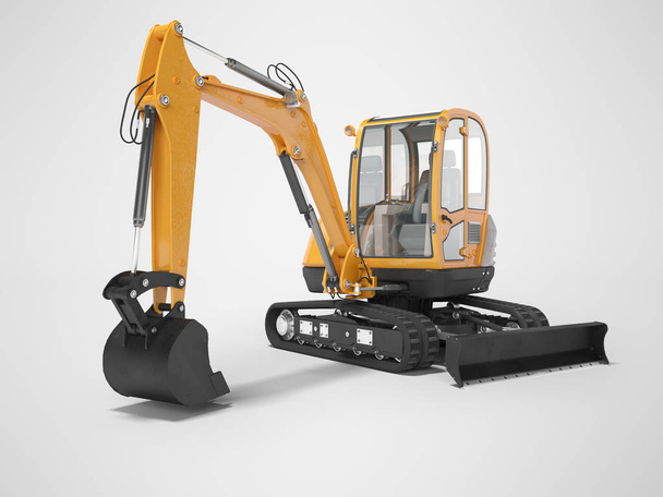 Orange mini excavator with hydraulic mechlopata with leveling bu - Photo, Image