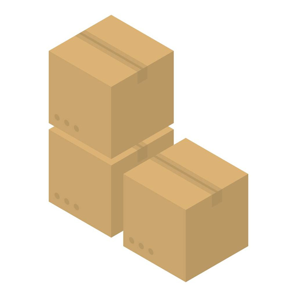 Carton box stack icon, isometric style - Vector, Image