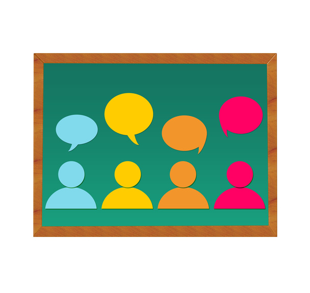 mensen en dialogen in schoolbord - Foto, afbeelding