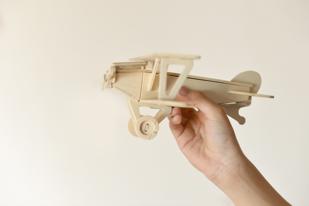 homemade wooden airplane - Foto, Imagen