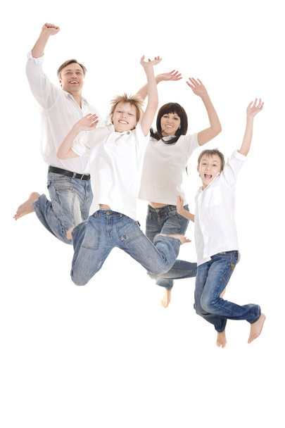 cheerful family jumping - Foto, Imagen