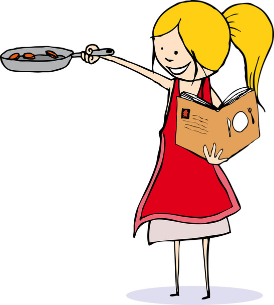 genç kız pişirme - Vektör, Görsel