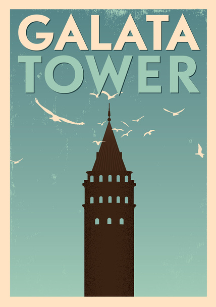 wieża Galata sztuka plakatu - Wektor, obraz