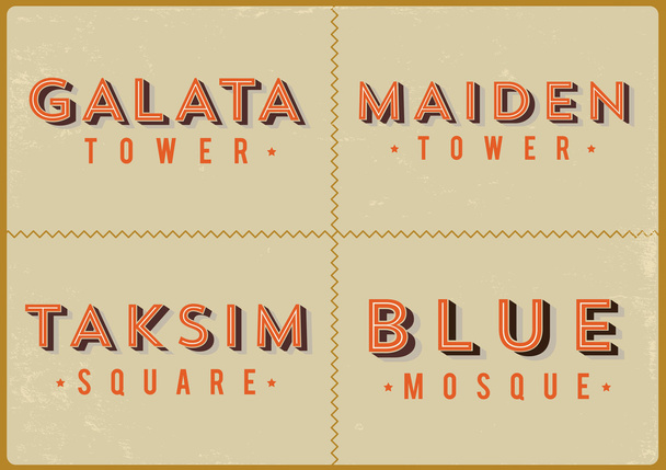 Istanbul Landmarks Typography - Vector, Image