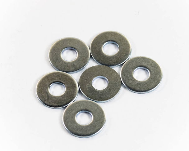 Metal washers on a white background - Photo, Image