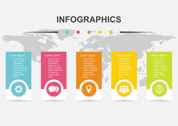Infographic design template with regtangle banners - Vettoriali, immagini