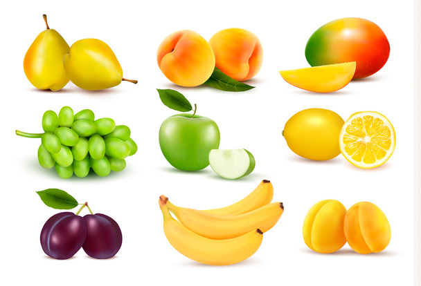 Big group of different fruit. Vector. - Vektor, obrázek