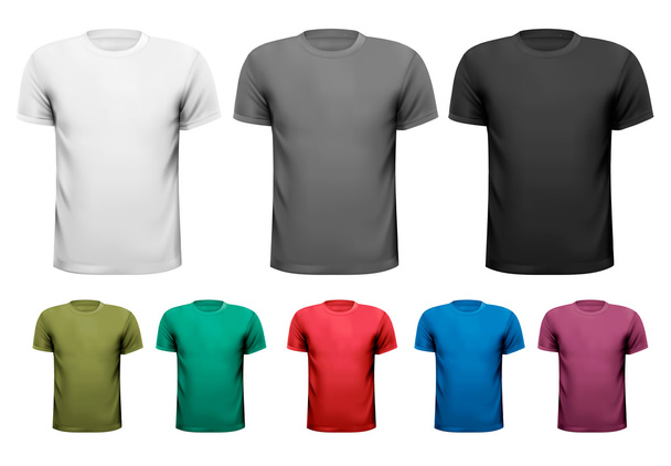 Black and white and color men t-shirts. Design template. Vector - Vector, Image