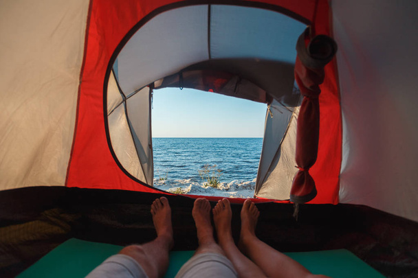 View from the tent to the sea. - Photo, image