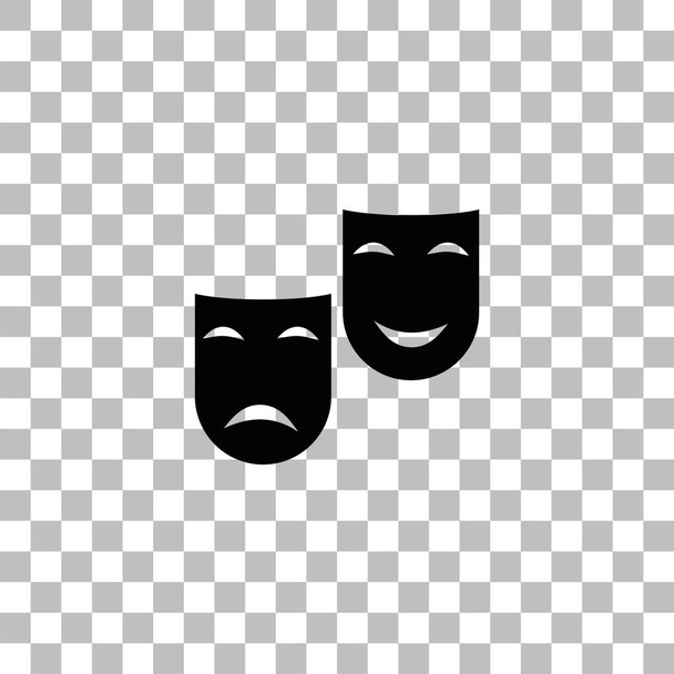 Comedy and tragedy theatrical masks icon flat - Vector, Image