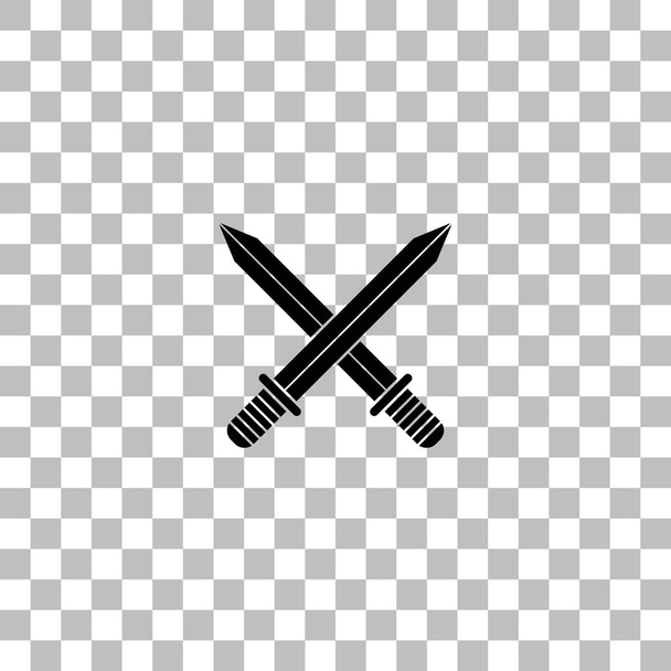 Kereszt a kard ikon lapos - Vektor, kép