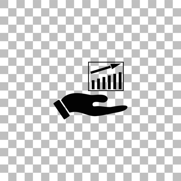 Growing graph holding by hand icon flat - Vector, Image