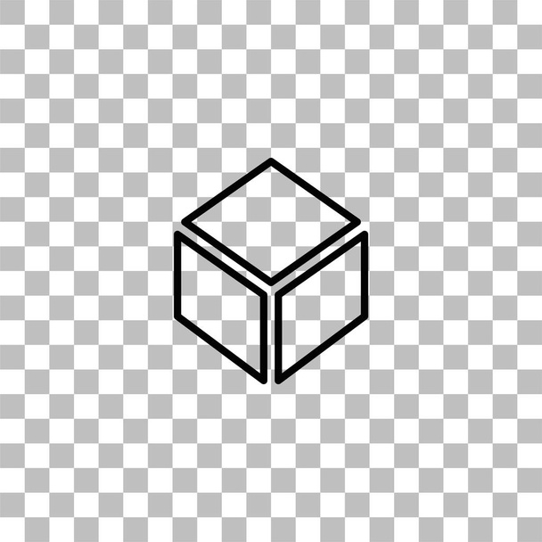 Cubo icono plano
 - Vector, imagen