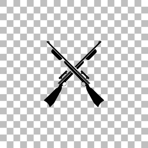 Crossed shotguns, hunting rifles icon flat - Vector, Image