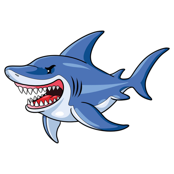 ілюстрація розлюченої мультяшної акули
. - Вектор, зображення