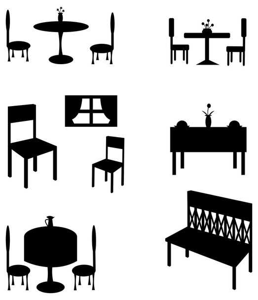 Conjuntos de muebles de silueta, crear por vector
 - Vector, imagen