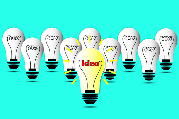 Koncepce lampy myšlenka a představa, šéf vůdce - Vektor, obrázek