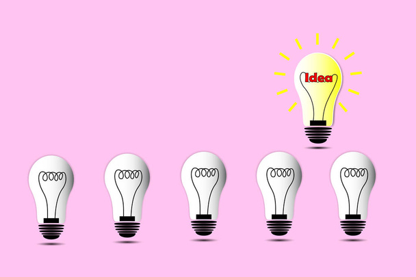 concepto de la lámpara el pensamiento y la idea, jefe líder
 - Vector, imagen