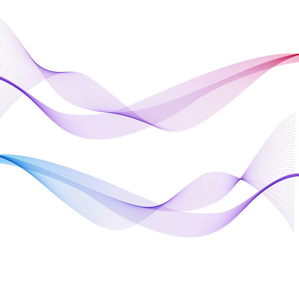 Abstract waves on the  white background. Transparent lines - Vector, Image