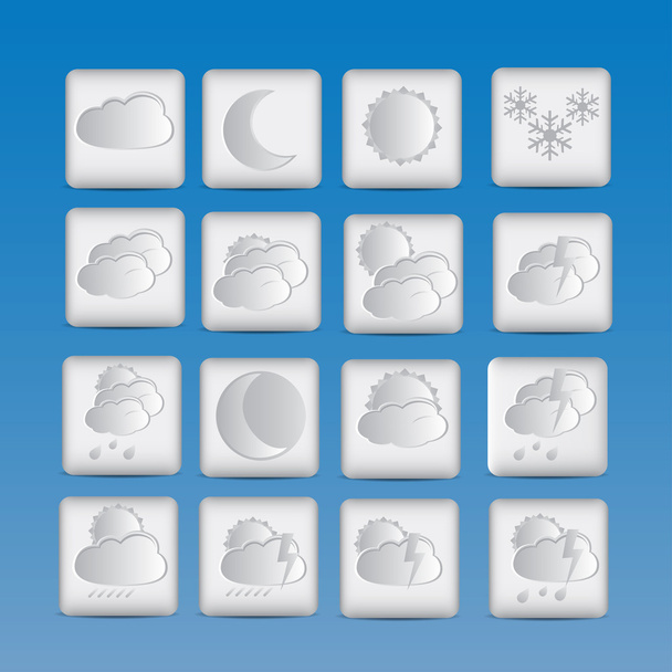 Weather icons set of paper - Vetor, Imagem