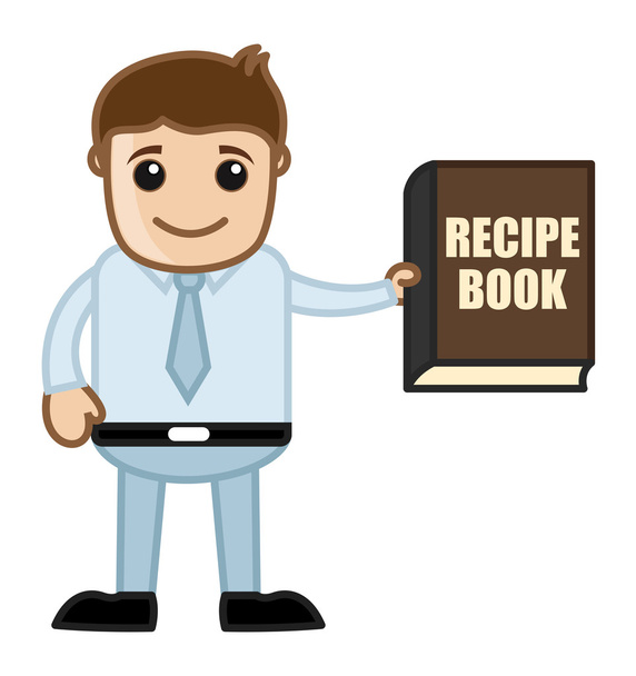 レシピ本 - 料理 - 漫画ビジネス ベクトル文字を学ぶ - ベクター画像