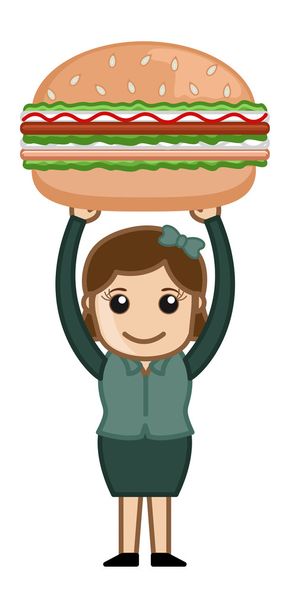 Ücretsiz burger - karikatür iş vektör karakter - Vektör, Görsel